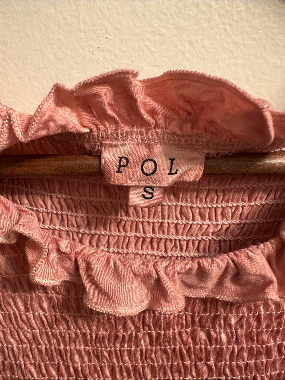 #496 POL Pink Smocked Ruffle Waist Skirt